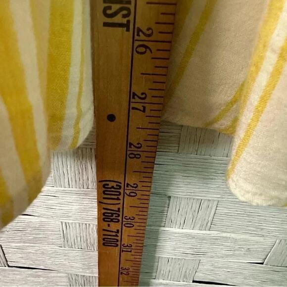 Torrid Yellow Striped Linen Cross Back Short Sleeve Crop Top Plus Size - Picture 9 of 11